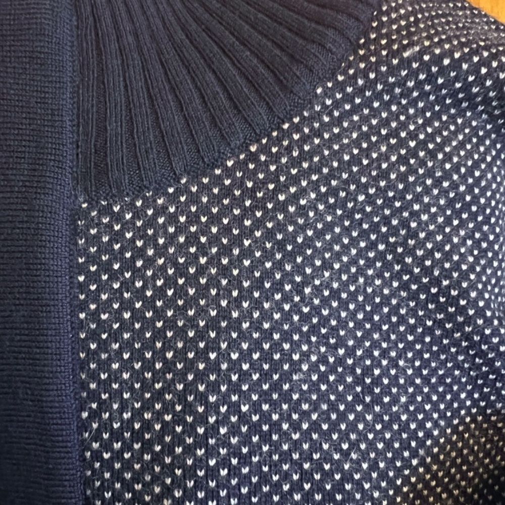 $278 NWOT Men's Peter Millar Jacquard Wool Quarter Zip Sweater Navy Dot Size XL - Picture 5 of 7